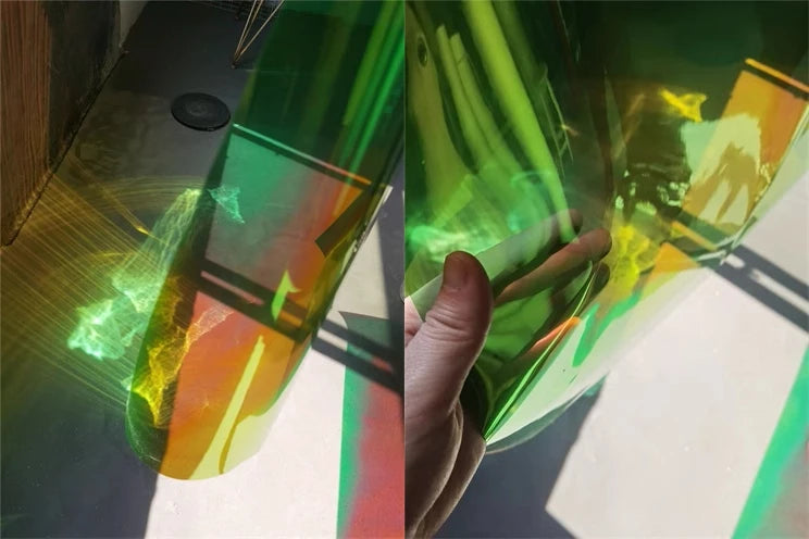 Rainbow Reflective PVC Fabric Laser Plastic Film Waterproof DIY Background Decor Bag Raincoat Coat Clothes Designer Fabric