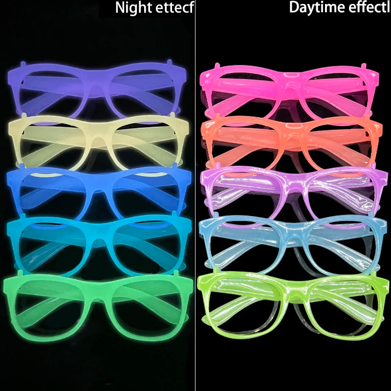 1pc Luminous Glasses Glow Sunglasses With Light Neon Fluorescent Decorative Bar Party Gift Adult Kids Birthday Props