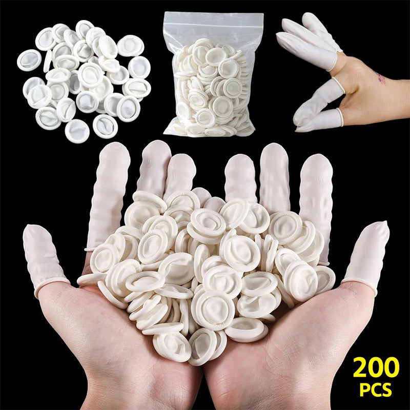 20/100/200Pcs/bag Disposable Latex Rubber Finger Cots Fingertips Protector Finger Covers Nail Practice Hand Protector Cots