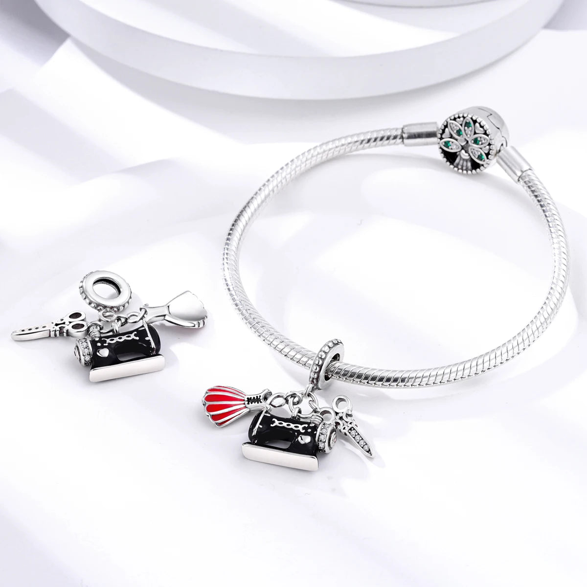 925 Silver Lipstick High Heels Charms For Lady Pendant Fit Original Bracelet DIY Ornament