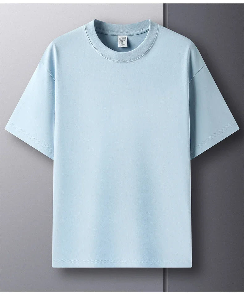 Summer  100% Pure Cotton Men's Short Sleeve Round Neck Fashionable Style Half Sleeved Top Breathable T Shirt Short Sleeve