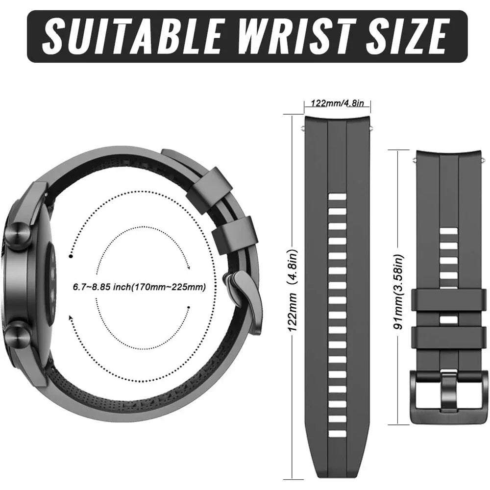 Silicone Breathable Band For Fossil gen 6 44mm Gen6 5 5e/Gen 5 LTE 45mm Strap Bracelet Replacement 20mm 22mm Sports Accessorie