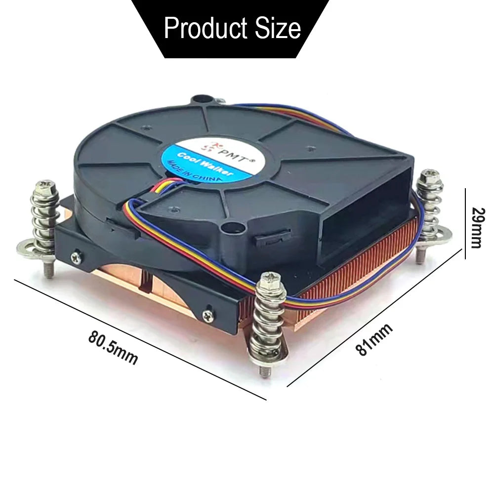 Full Pure Copper 1U Server Radiator 29mm Height Double Ball Turbo Cooling Fan LGA1700 2011 1200 115x AM4 AM5