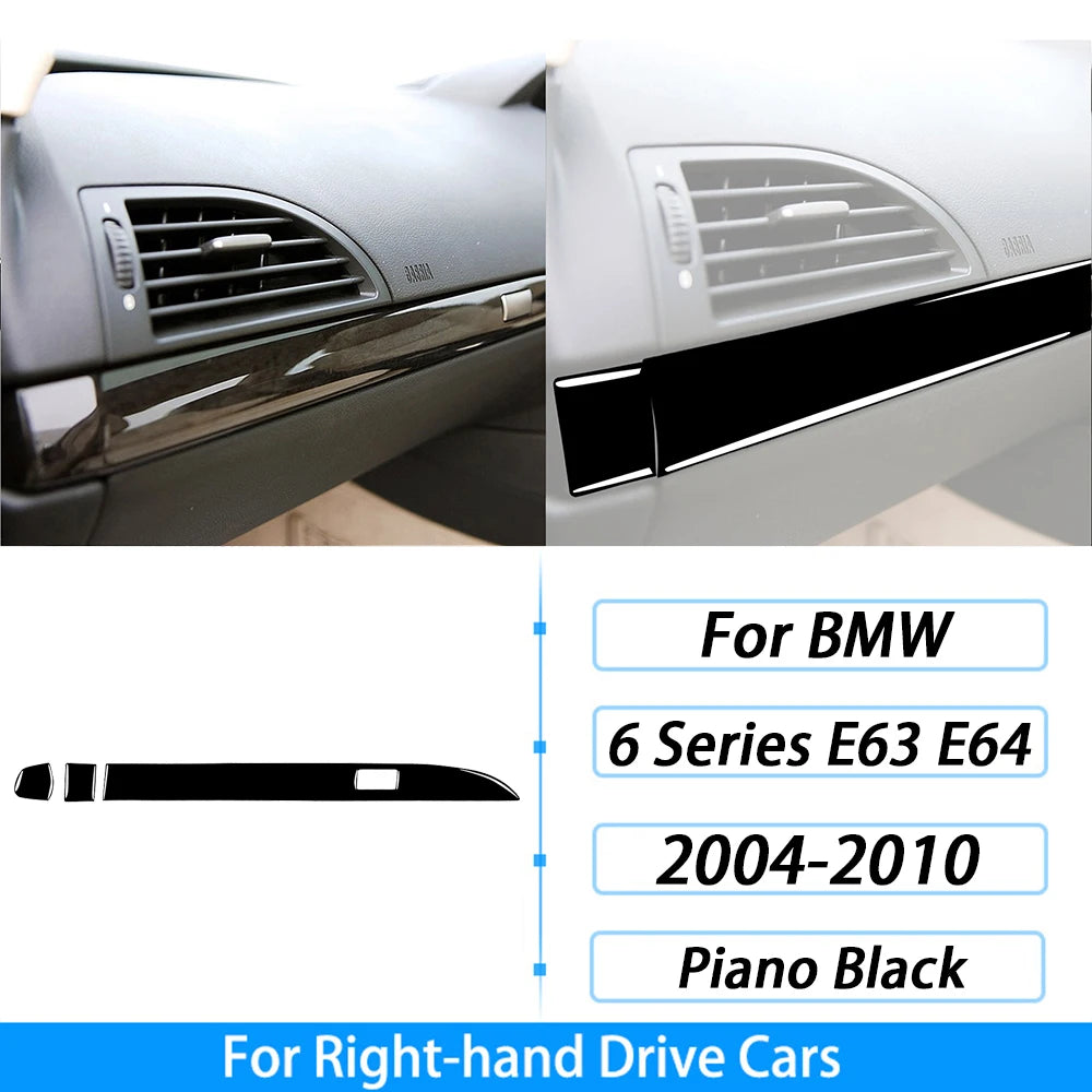 For BMW M6 6 Series E63 E64 2004-2010 Piano Black Gear Shift Air Outlet Window Lift Panel Set Car Interior Accessories Sticker