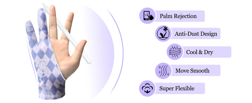 Three-layer Non-slip Glove for iPad/Graphics Drawing Tablet HUION /WACOM/XP-PEN, Drawing Glove for sketching Paiting Art Student
