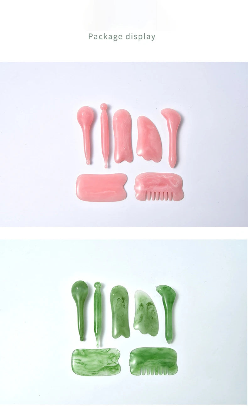 7PCS GUASHA Massage Tools Face Neck Body Massage Beauty Tool SPA Skin Caring Neck Pain Relief Scraper Scraping Massage Board