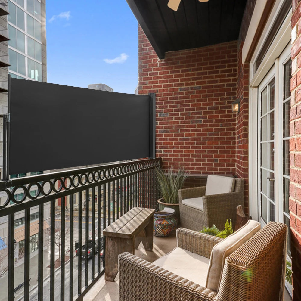 3M outdoor terrace railing side awning retractable side awning, balcony privacy sunshade screen sunscreen and windproof