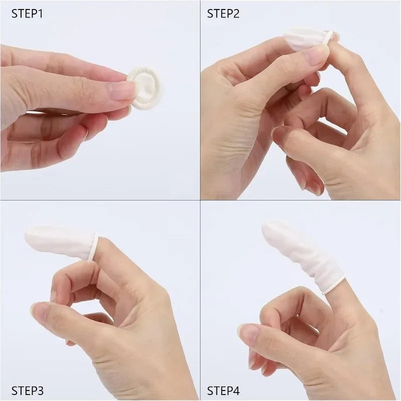 White Disposable Finger Cots Gloves Dust-proof Anti Slip Multi-purpose Durable Finger Cots Fingertip Cleaning Tools