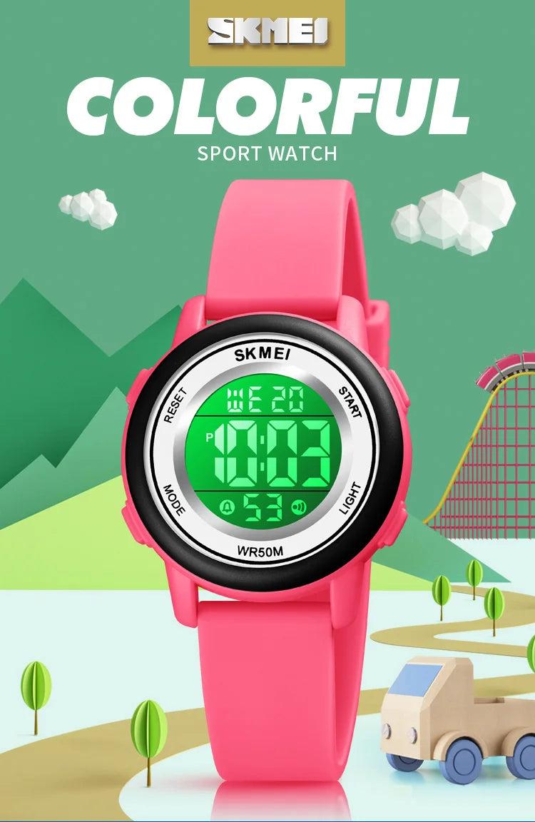 SKMEI 1721 Children Digital Color Shockproof Wristwatch for Boy Girl Sport Waterproof Colorful Kids Electronic Watch Clock 1266