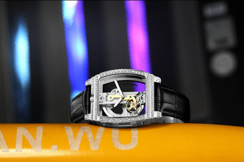Luxury Transparent Automatic Mechanical Men Watch Steampunk Skeleton Gear Self Winding Leather Men's Clock Watches montre homme