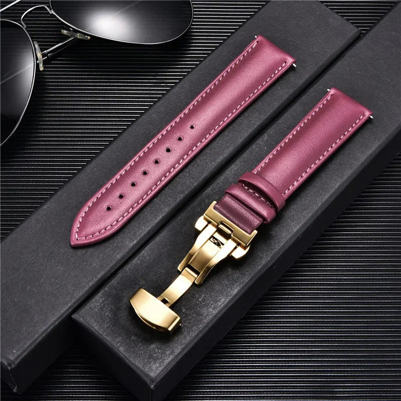 New Women's Business Commuter Strap 18mm 20mm 22mm 24mm with Automatic Butterfly Buckle Watchband