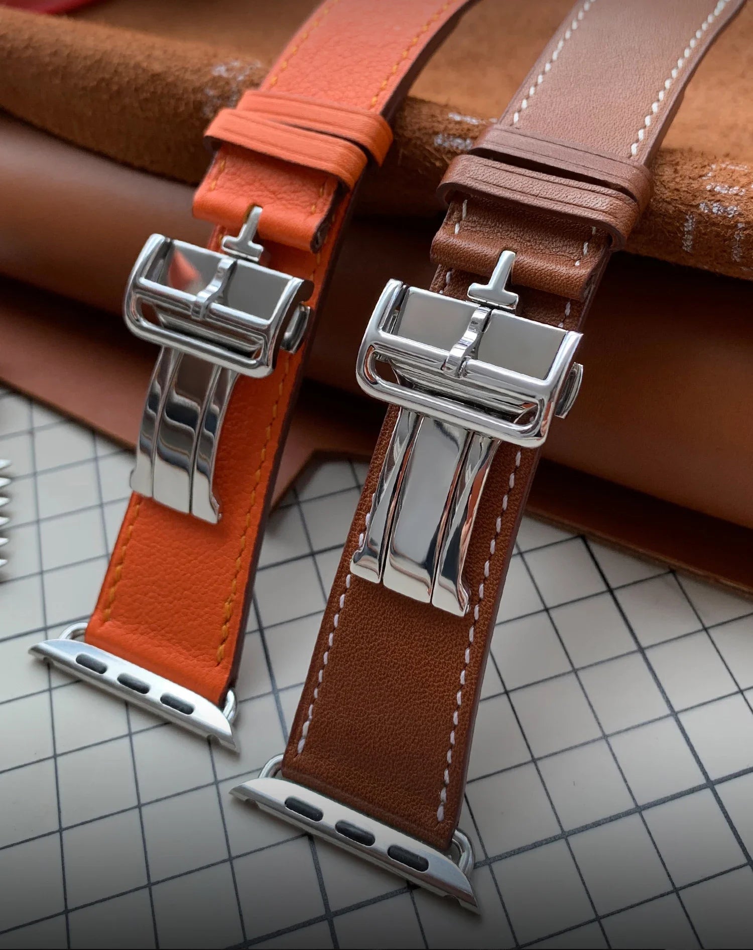 Kebitt High Quality Iwatch Ultra3 Genuine Leather Band Deployment Buckle Strap For Apple Watch Series11 10 9 8 7 Se 3 46 45 49mm