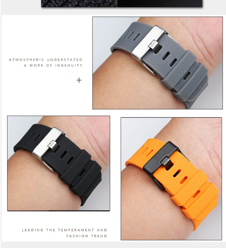 Soft Silicone Bracelet Suitable for Casio small block AE1200/1300 SGW400 AQ-150W modified silicone watch strap 18mm black orange