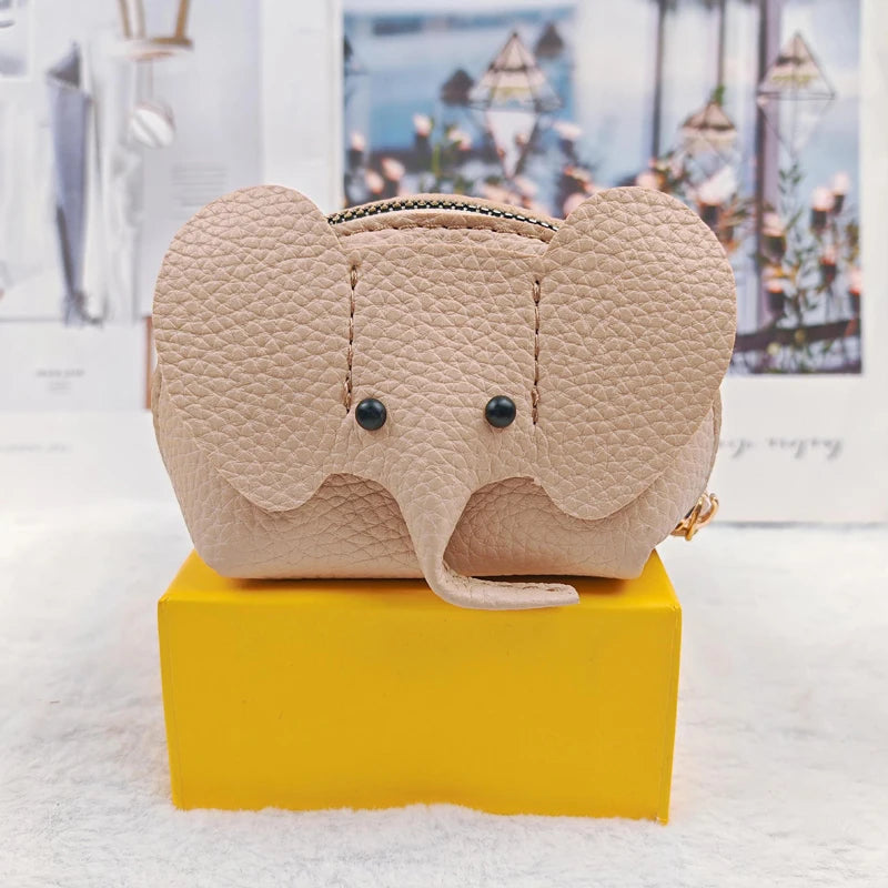 Mini leather elephant-style earphone case, coin purse, creative card holder, lipstick holder, earphones, change holder