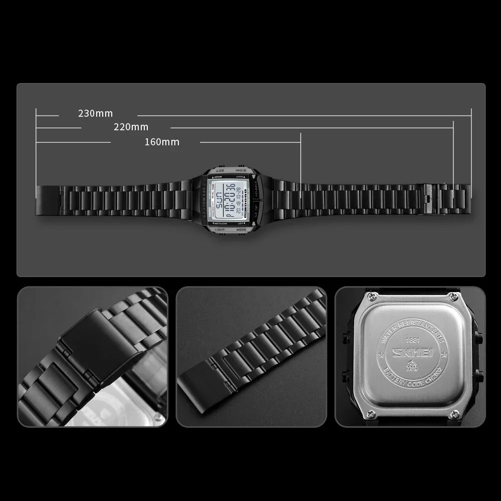 SKMEI 1381 Luxury Electronic Mens Wristwatches Waterproof LED Display Digital Watch for Men Military Sports 1328 Reloj Masculino