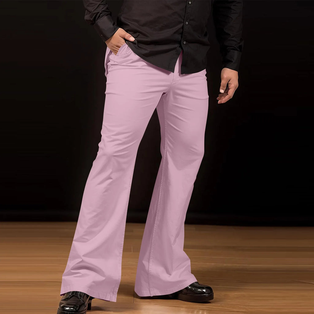 Men's fashion Retro Disco Flared Pants Loose Stretch Vintage Trousers Fit Flared Comfortable Retro Stretch Twill Men's Trousers