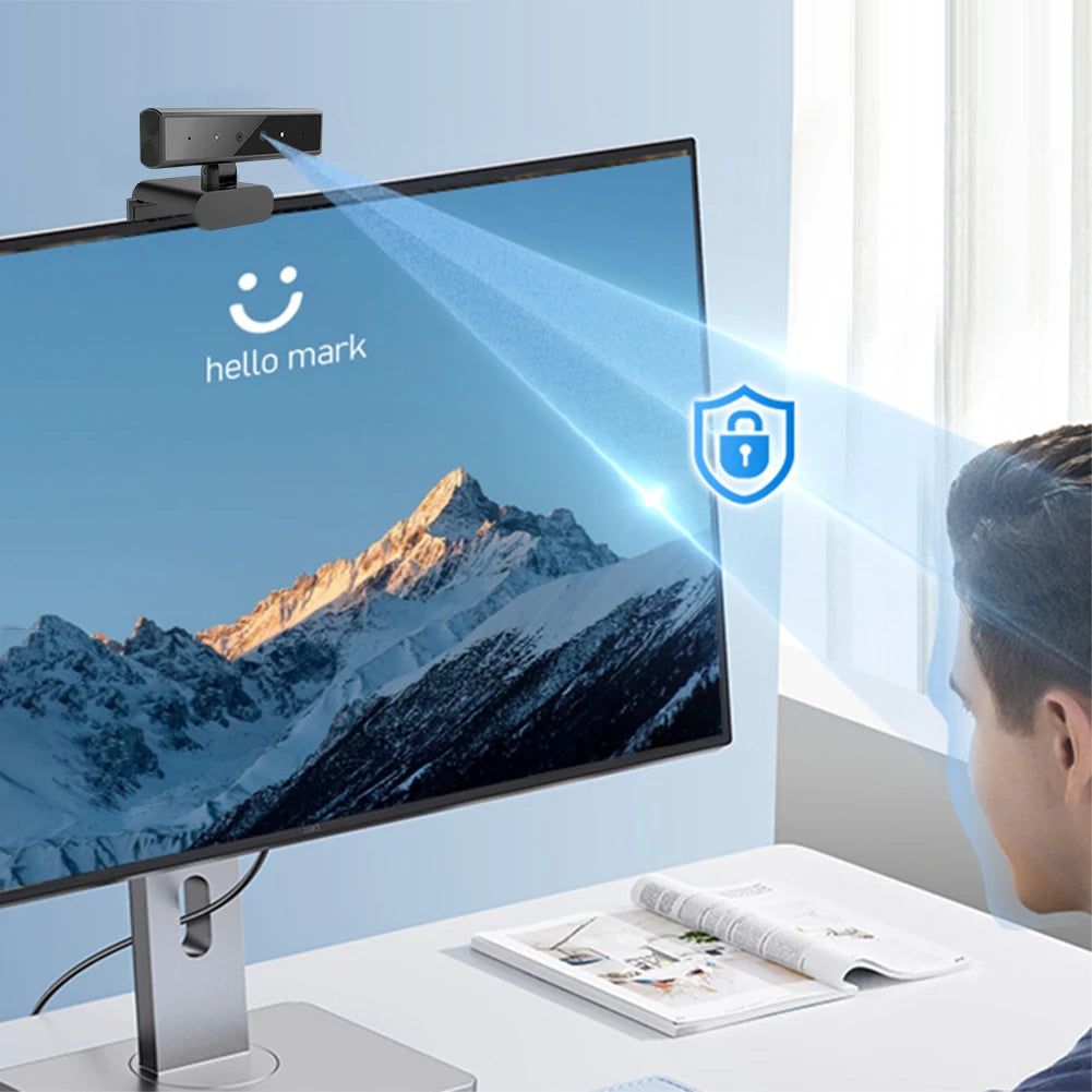 Identification Login Web Camera for Windows Hello with Base USB Computer Webcam 5MP 2K Detachable Web Camera for Computer Laptop