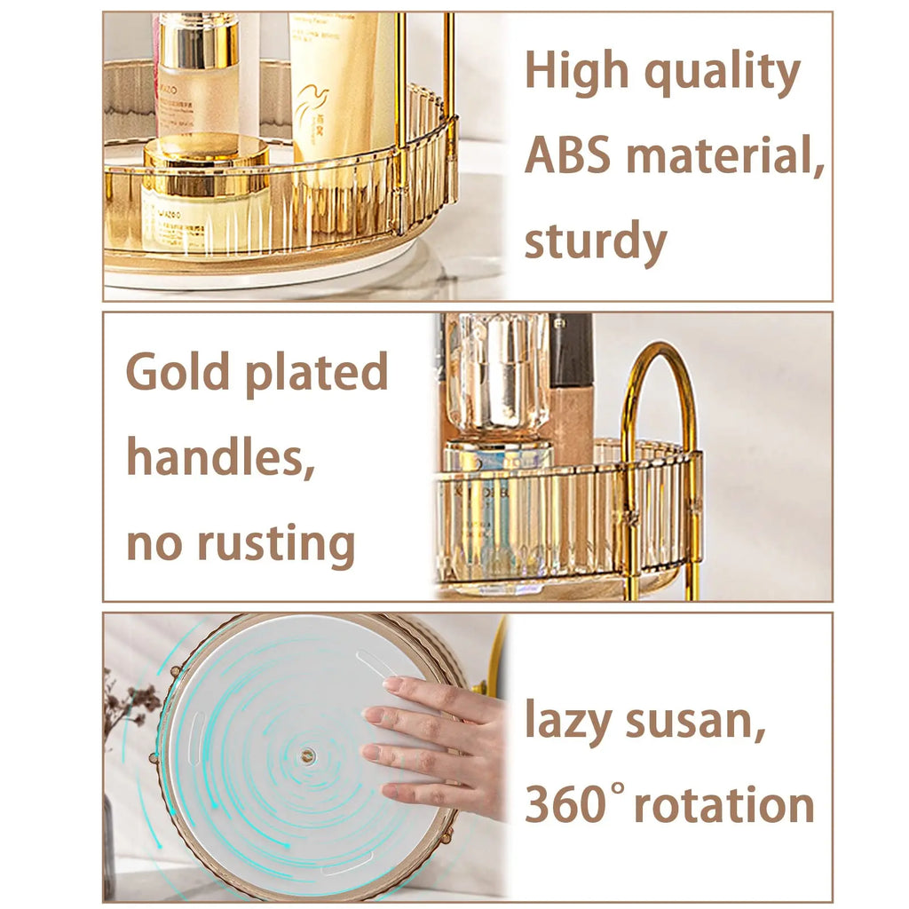 Rotating Makeup Organizer for Vanity, High-Capacity Skincare Storage Perfume Cosmetic Dresser Organizer Countertop 360 Spinning