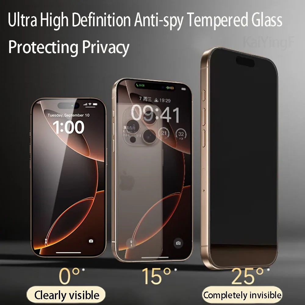 4Pcs Anti-Spy Tempered Glass For iPhone 16 15 14 13 12 11 Pro Max Screen Protector For iPhone XS Max XR Full Cover Privacy Glass