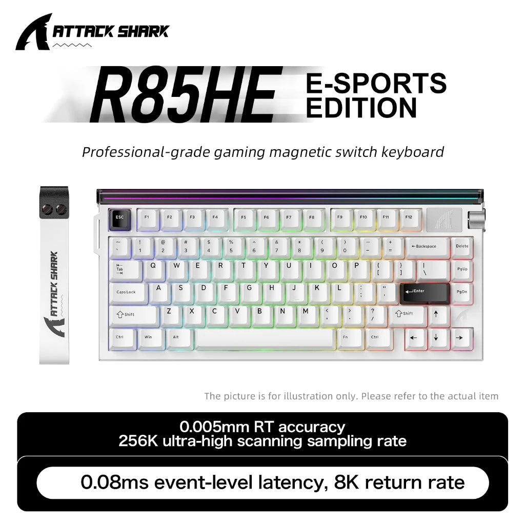 ATTACK SHARK R85HE Magnetic Axis Gaming Wire Keyboard 8KHz Rate 0.005mm RT Precision Adjustable 5 Layer Soundproof Filling RGB