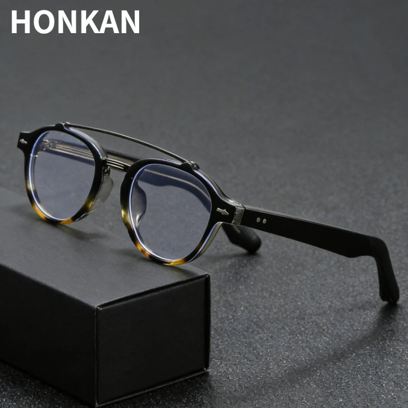 Designer Anti Blue Light Glasses Men's Retro Double Bridge Thickened Frame Fashion Optical Prescription Glasses for Women