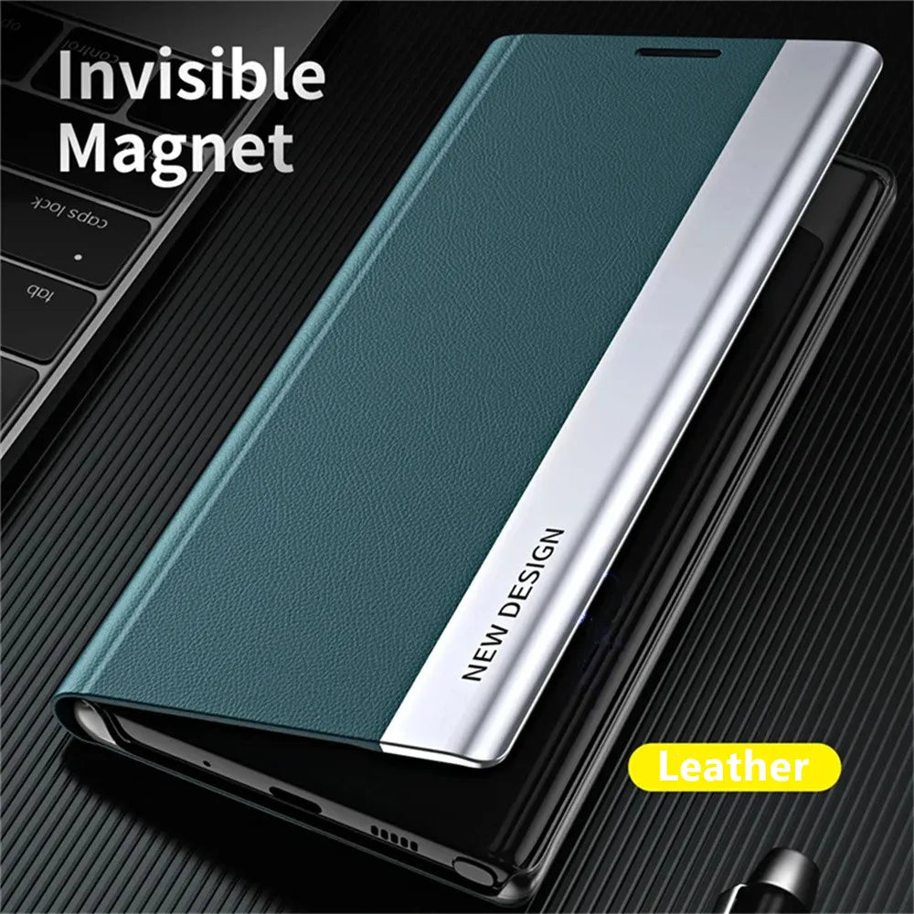 Kickstand Flip Case For Xiaomi Redmi Note 13 14 12 11 11S 10 10S 9 Pro Plus 5G Shockproof Plating Leather Phone Cover Carcasa