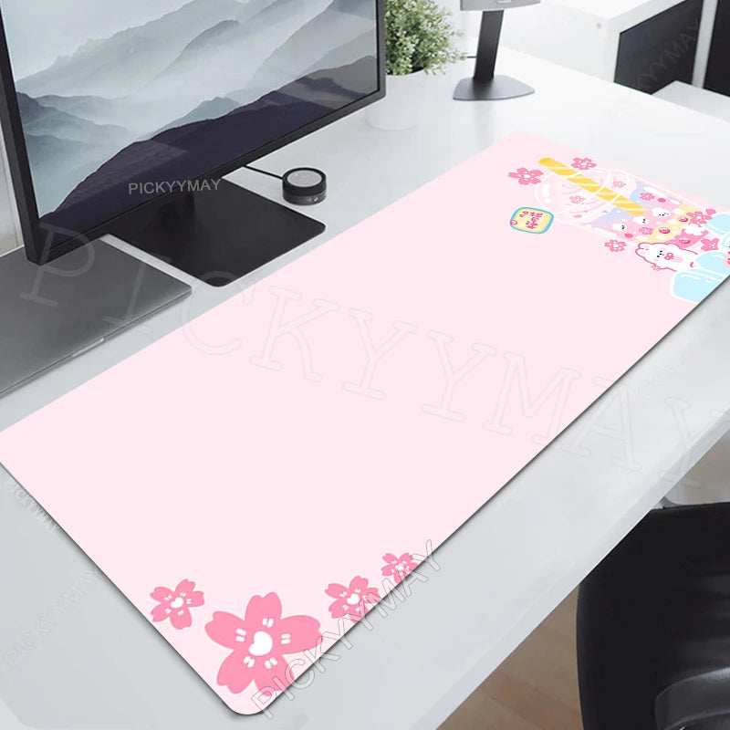Strawberry Milktea Mousepads Cute Table Mats Gamer Mousepad Large Mouse Mat Desk Pads Keyboard Mats Gaming Mouse Pad Pink