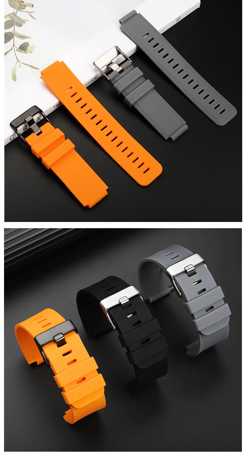 Soft Silicone Bracelet Suitable for Casio small block AE1200/1300 SGW400 AQ-150W modified silicone watch strap 18mm black orange