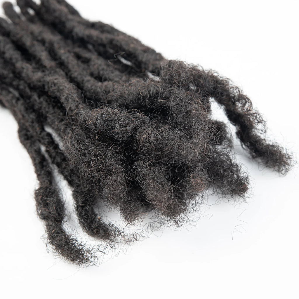Loc Extension Human Hair 0.6cm Width 8inch 50 Strands Handmade Dreadlock Inter Extension Human Hair for Women/Men/Kids