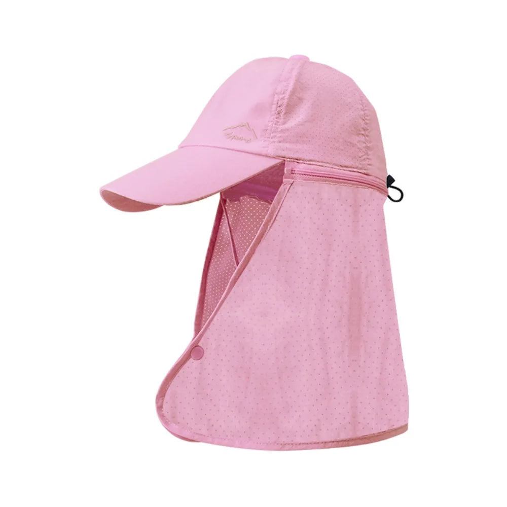 Portable Face Mask Man Sun Hat Mesh Breathable Sun-cream Bucket Hat Detachable Shawl Wide Brim Outdoor Fishing Cap Man Woman