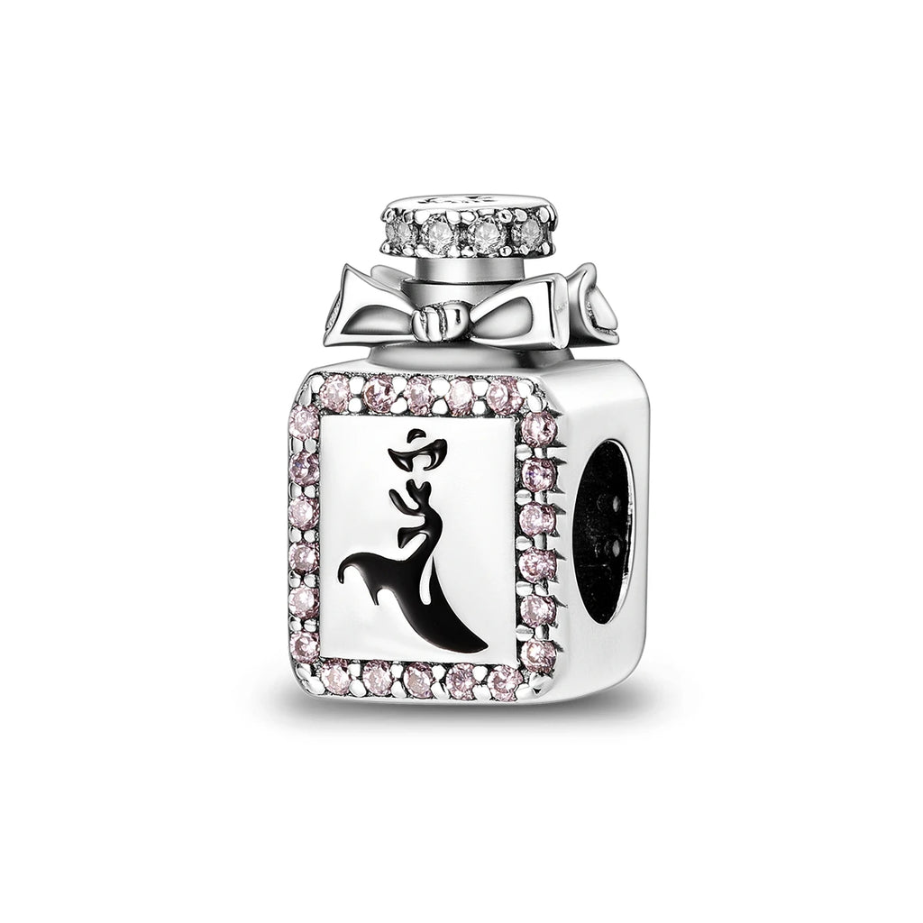925 Silver Lipstick High Heels Charms For Lady Pendant Fit Original Bracelet DIY Ornament