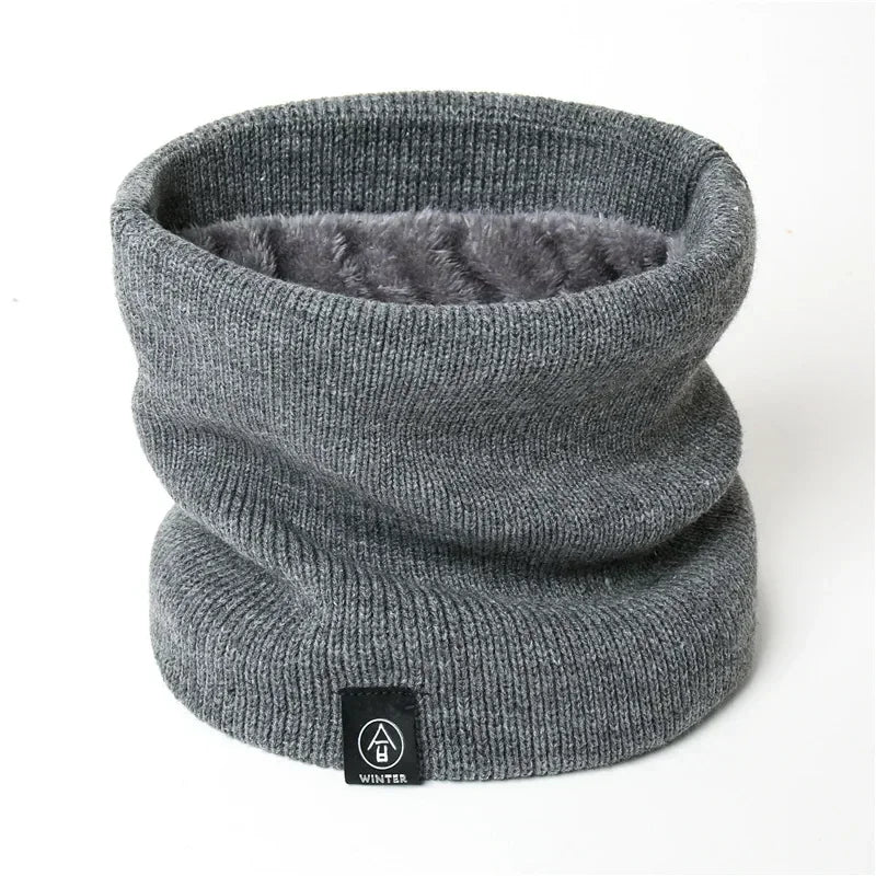Unisex Solid Warm Winter Ring Scarf Women Men Plus Velvet Knitted Full Face Mask Snood Neck Scarves Bufanda Thick Muffler