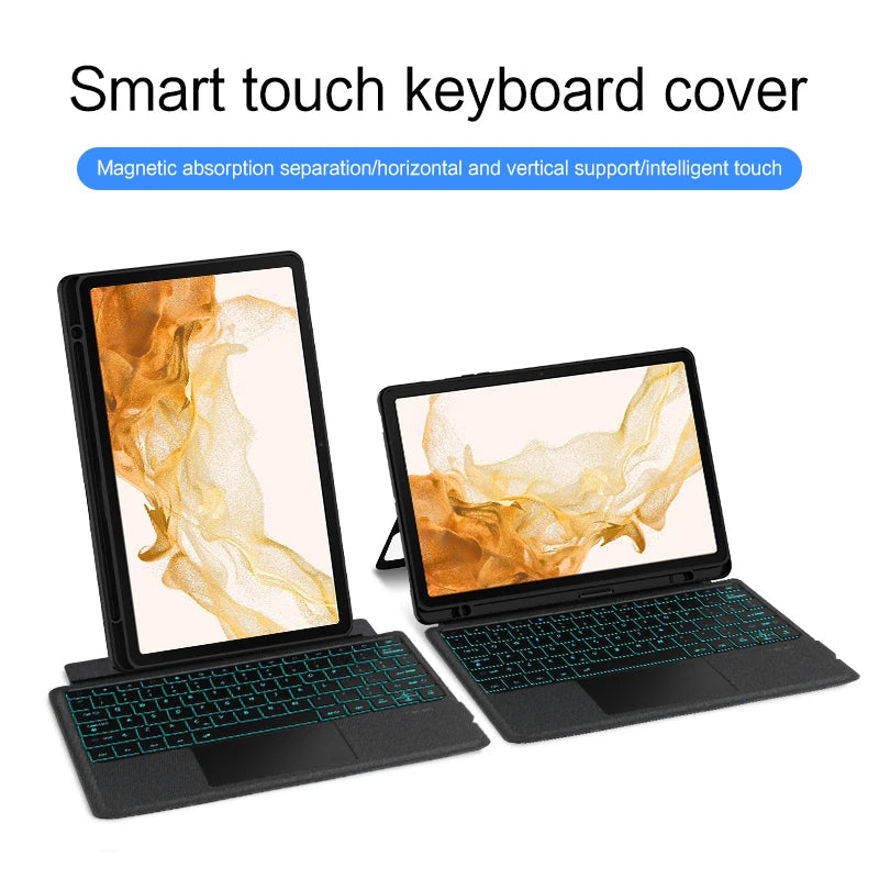 HUWEI Magic Keyboard For Samsung Galaxy Tab S9 S8 S7 Plus FE 12.4" Case Smart Backlit TouchPad Spanish Portuguese Keyboard Cover