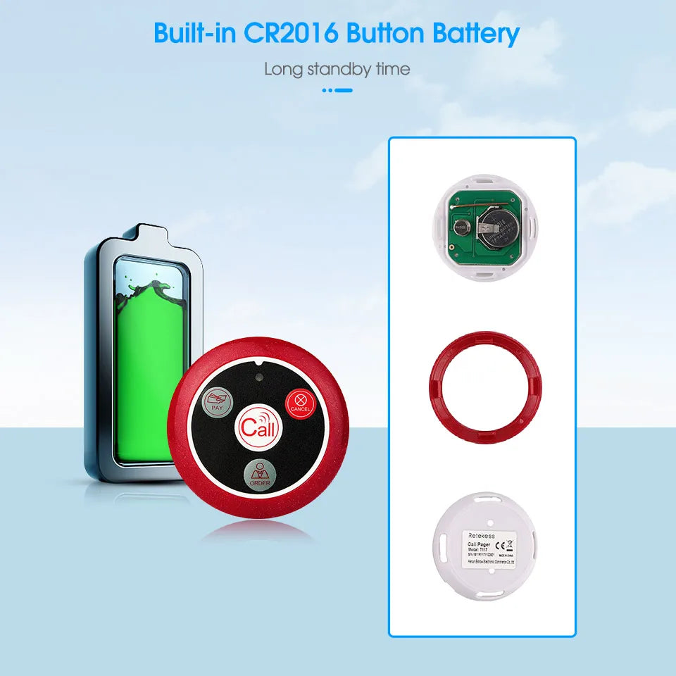 RETEKESS T117 10Pcs Call Button Restaurant Pager Wireless Waiter Transmitter 433MHz For Hookah Bar Cafe Customer Service