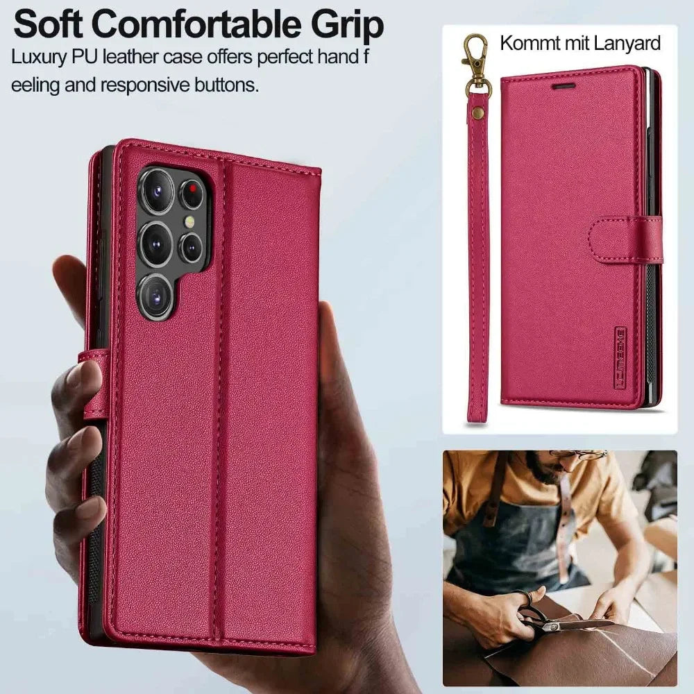 Detachable Wallet Case For Samsung Galaxy S25 Ultra S24 FE S23 + Plus Card Holder Kickstand Shockproof Wrist Strap Flip Cover
