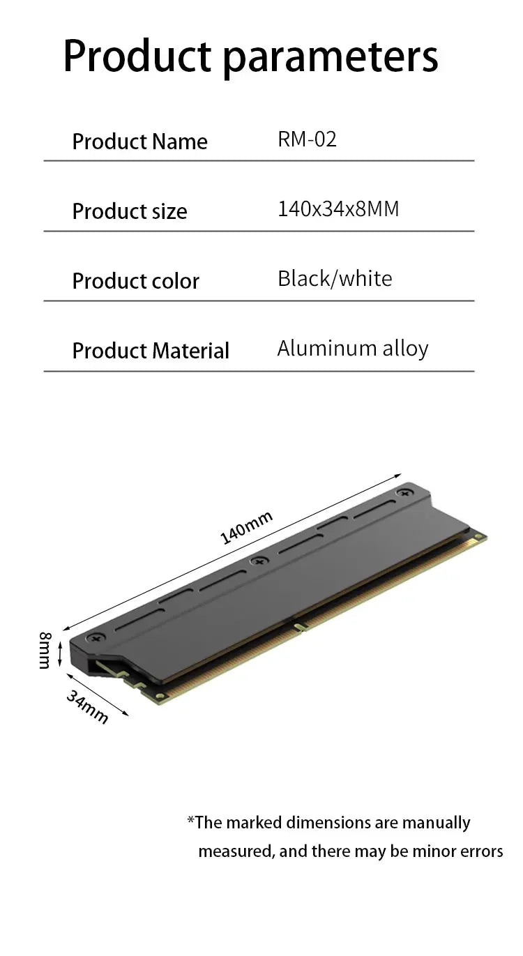 Computer RAM Memory Heatsink Cooler with Thermal Conductive Pad for Desktop PC Memory DDR2/DDR3/DDR4/DDR5