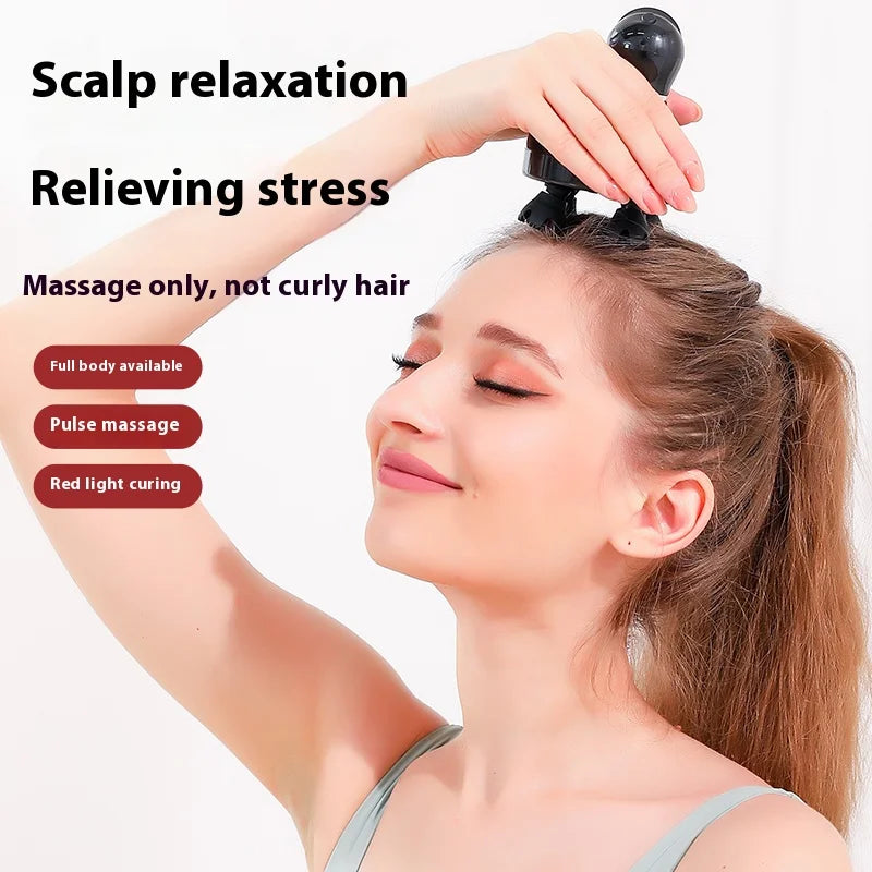 Electric Silicone Scalp Massager Vibration Kneading Head Massager Waterproof Handheld Hair Growth Stimulator Tool