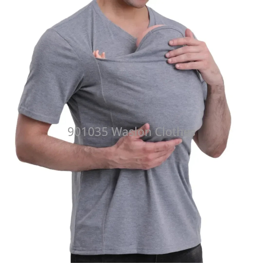 Summer Shirt Kangaroo Dad Mom Multifunctional Clothes Soothing Shirts T-Shirt Vest Parent-Child  tshirt