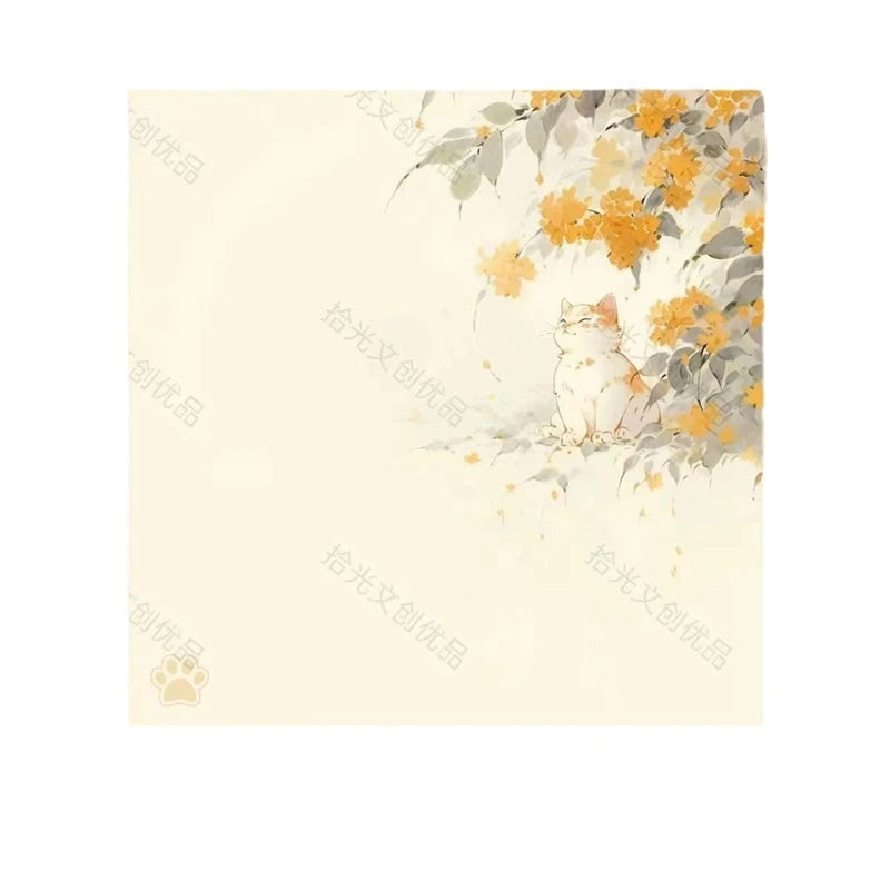 Office School Supplies Cute Osmanthus Cat Note Pad Small Fresh and Beautiful Literary Tearable Niche Student Kawaii Stationery