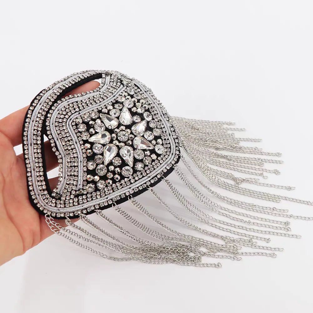 Exquisite Western-Style Performance Costumes Metal Punk-Syle Shoulder Ornaments Epaulets Fringed Epaul for Clothing Accessories