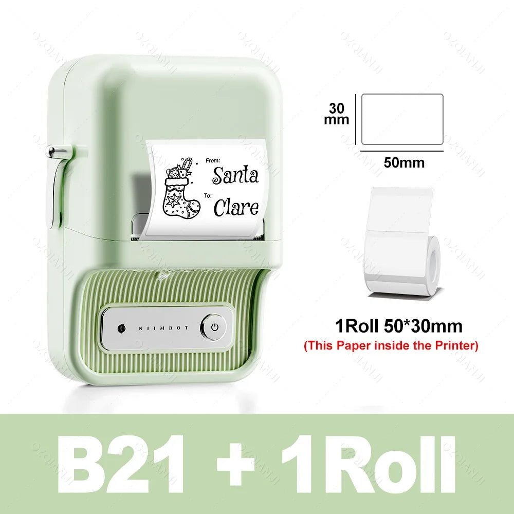 B21PRO 300dpi New NiiMbot B21 Mini Thermal Printer Wireless Barcode Label Maker Bluetooth Portable Adhesive for Office Home Use