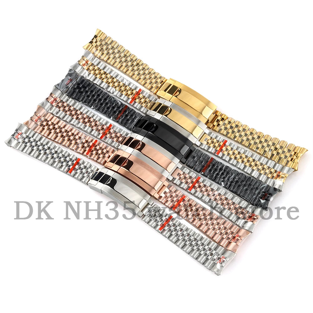 NH35 20mm Watch Strap 316L Stainless Steel Jubilee Bracelet Fit Seiko SUB Datejust NH35 Case Mod Parts Replacement Accessories