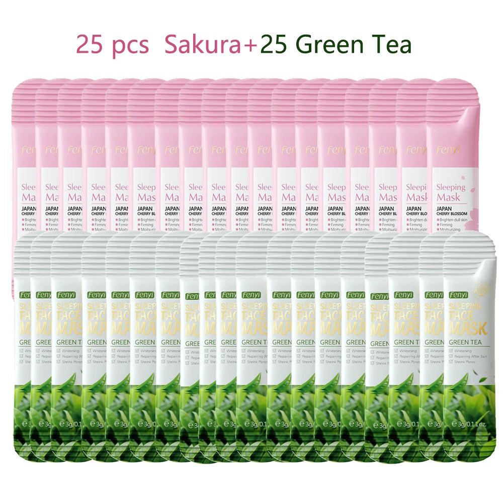 50pcs LAIKOU Sakura Moisturizing Sleeping Face Mask Night Repairing Facial Cream Packs Nourishing Hydrating Smooth Mask for Face