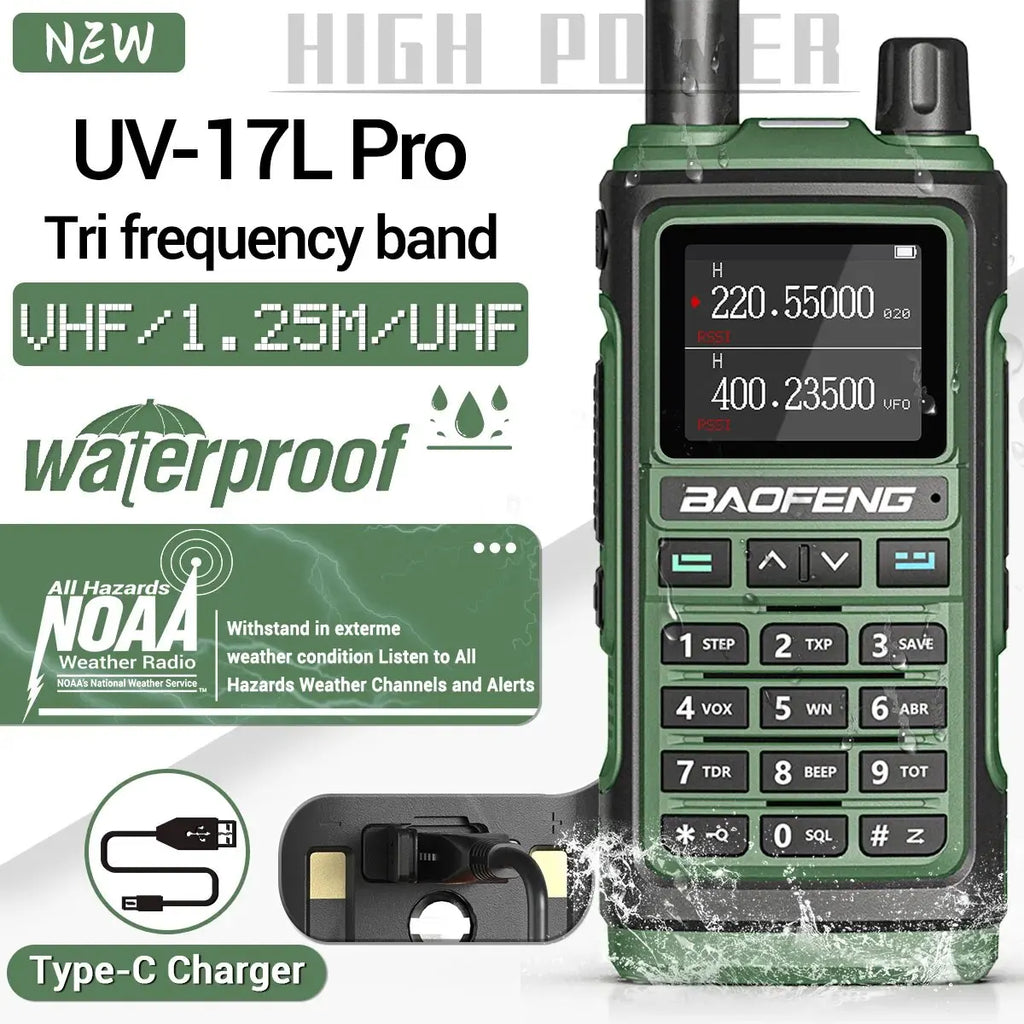 Baofeng UV 17 Pro Wireless Copy Frequency Walkie Talkie 16 KM Long Range Flashlight Type-C Charger Ham Radio UV 17 Pro L K5 5R
