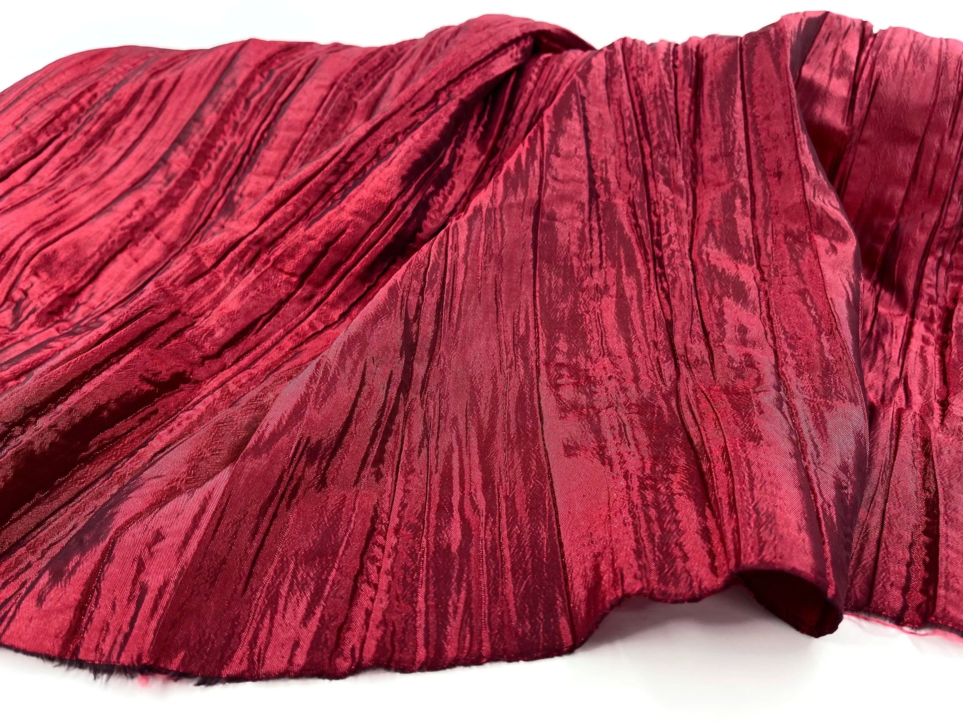 Irregular Pleated Fabric Glossy By Meters for Dress Skirt Shirt Windbreaker Diy Sewing Designer Cloth Soft Comfortable Plain Red