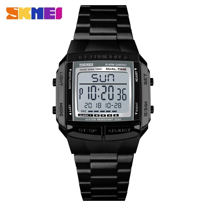 SKMEI 1381 Luxury Electronic Mens Wristwatches Waterproof LED Display Digital Watch for Men Military Sports 1328 Reloj Masculino