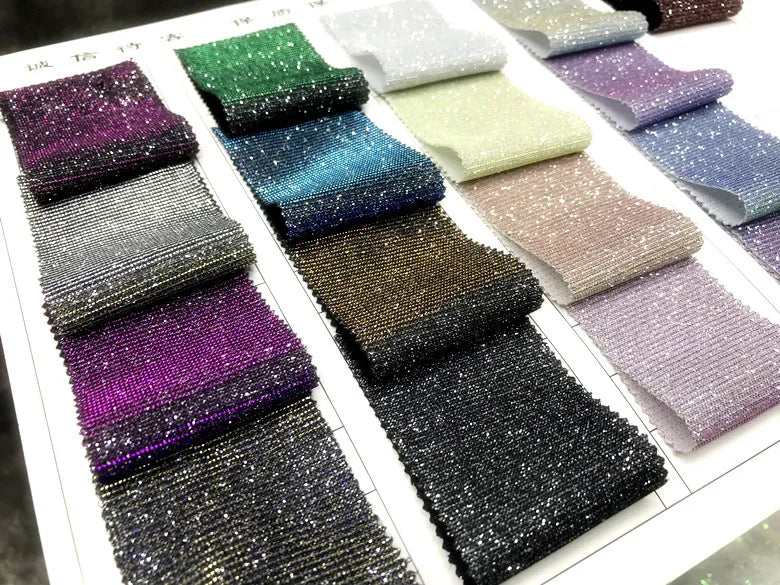 Colorful Blue Gradient Glitter Fabric Elastic Knitting By The Meter for Clothes Performance Dress Diy Sewing Designer Cloth Gold