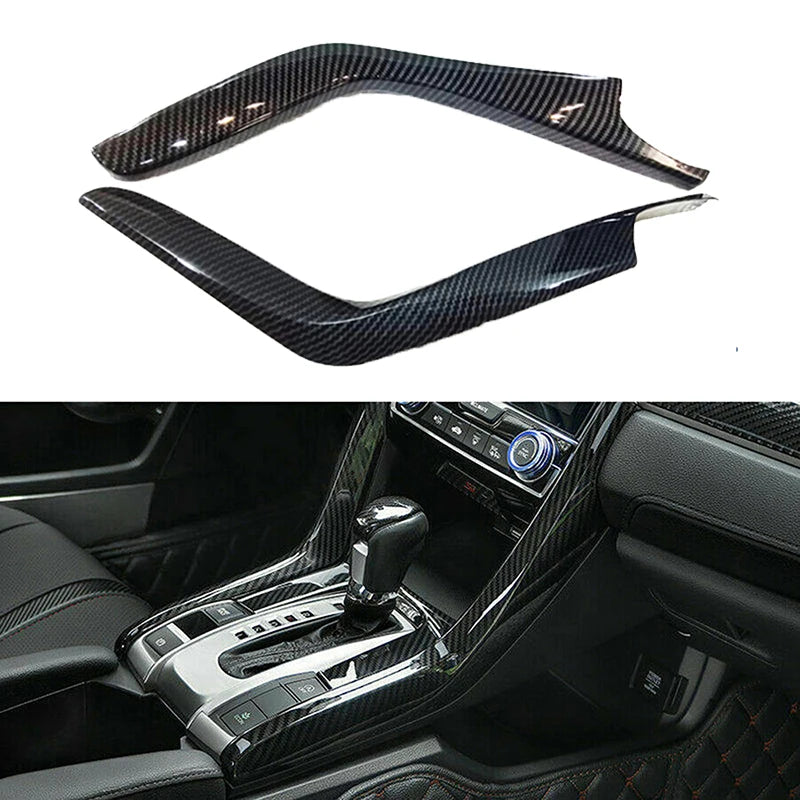 Car Interior Gear Shift Panel Strips Trim Sticker for Honda Civic 2016 2017 2018 2019 2020 2021 Carbon Fiber Look Accessories