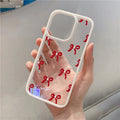 Cute Red Pink Bow Phone Case For Xiaomi Redmi 14C 13C 12C 4G Poco X6 X5 Pro Redmi Note 12 11 13 Pro Plus 5G Clear Silicone Cover