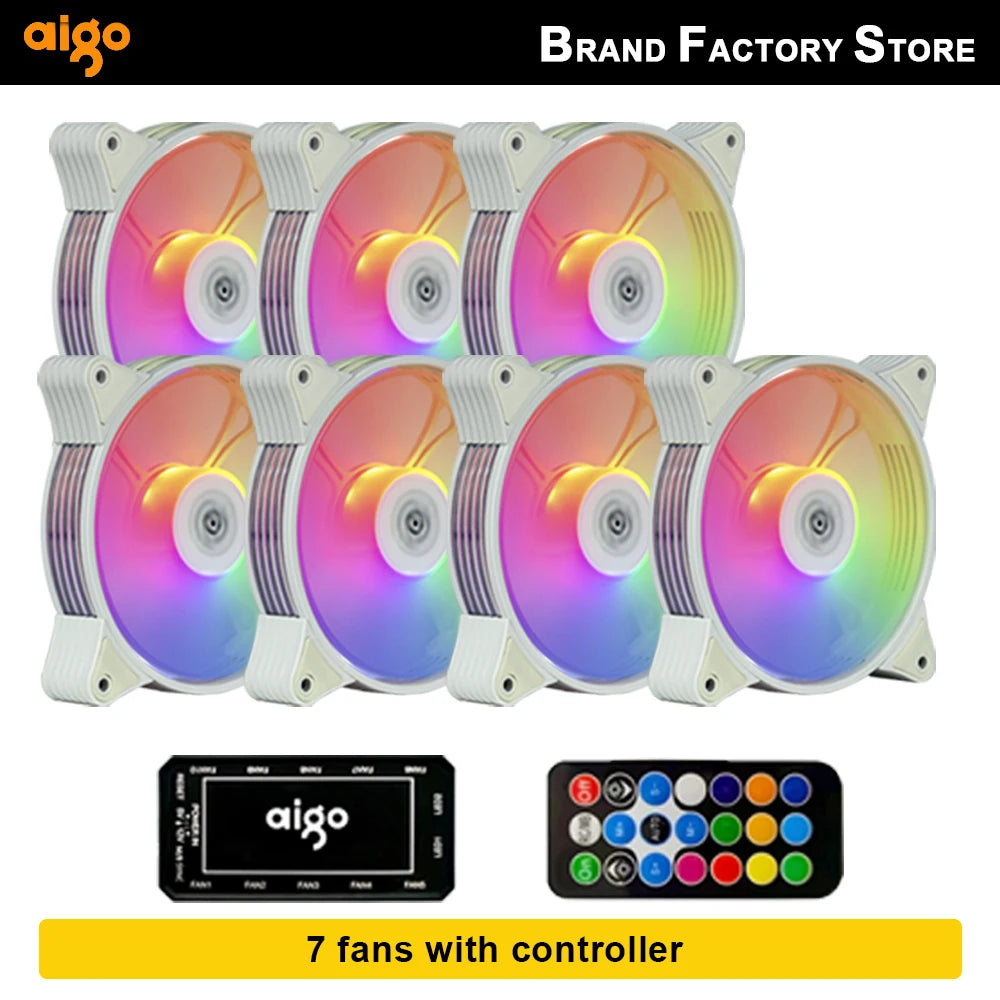 Aigo AR12 white 120mm RGB FAN ventilador PC gamer Computer Case kit Fan Cooling Cooler 12cm Adjust Speed 12V ARGB Fans ventoinha